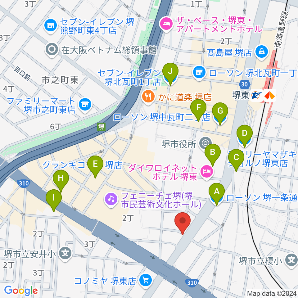 カルロスギター周辺のコンビニエンスストア一覧地図