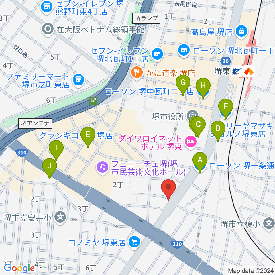 カルロスギター周辺のコンビニエンスストア一覧地図