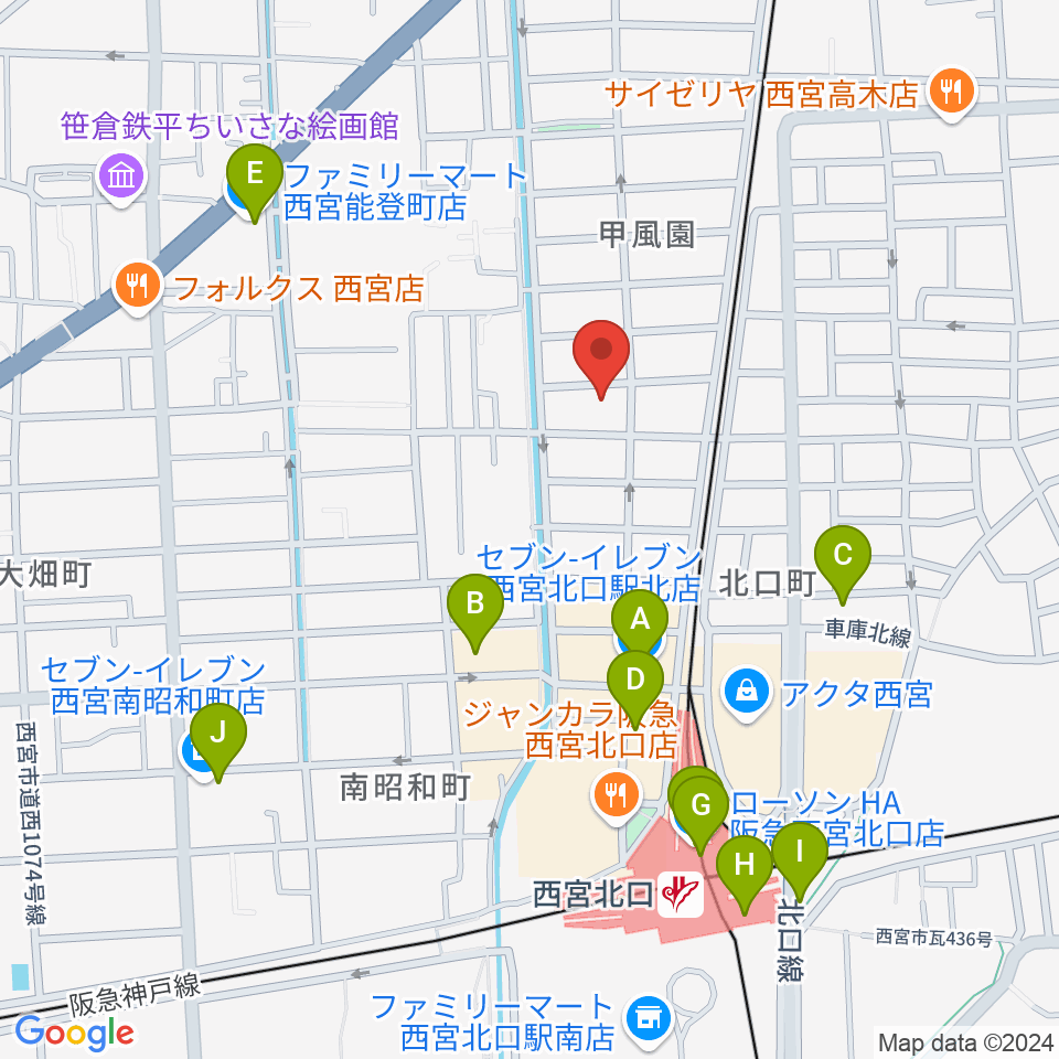 フェリーチェ音楽院周辺のコンビニエンスストア一覧地図