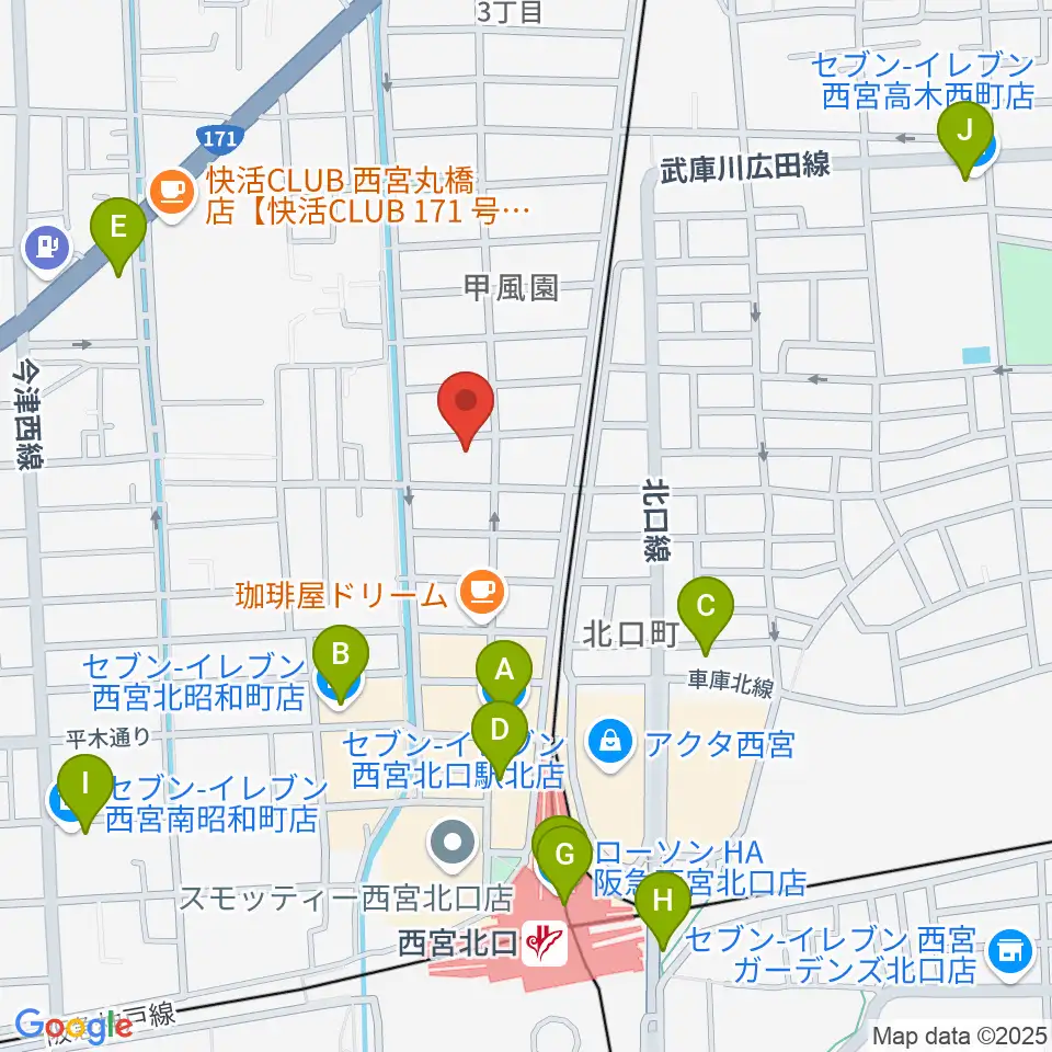 フェリーチェ音楽院周辺のコンビニエンスストア一覧地図