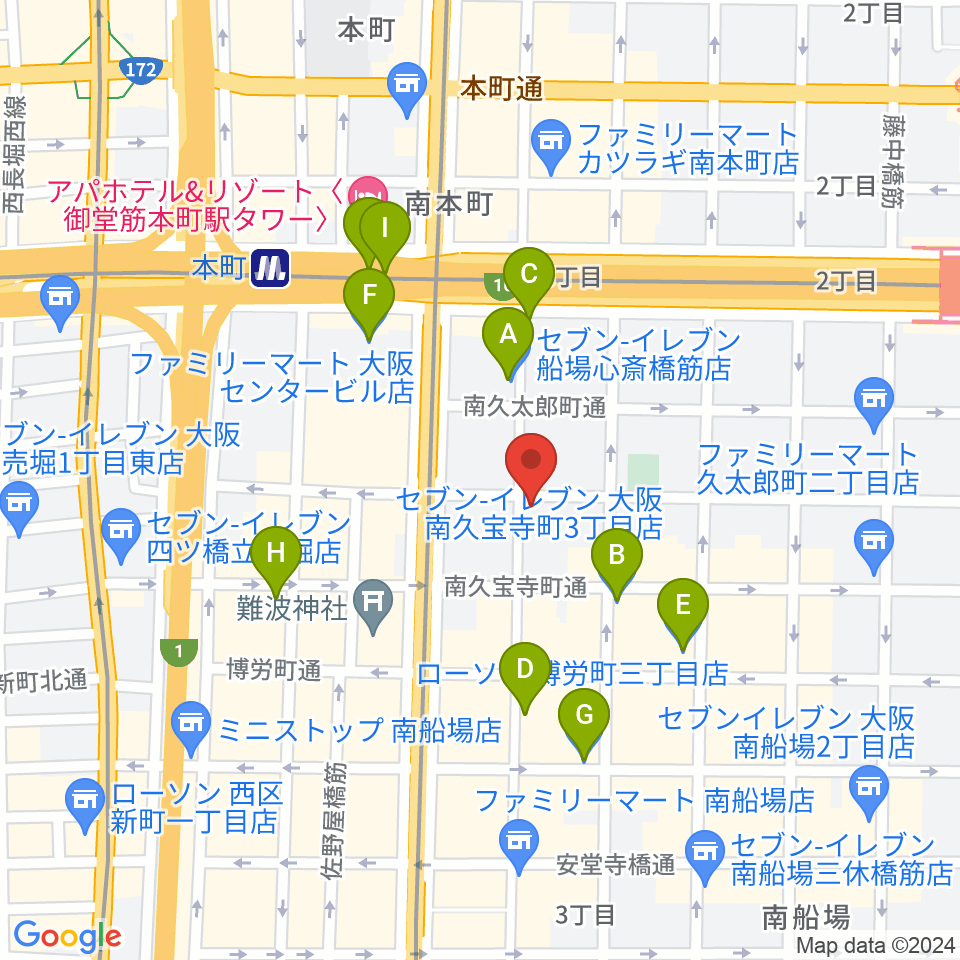 三木楽器開成館周辺のコンビニエンスストア一覧地図