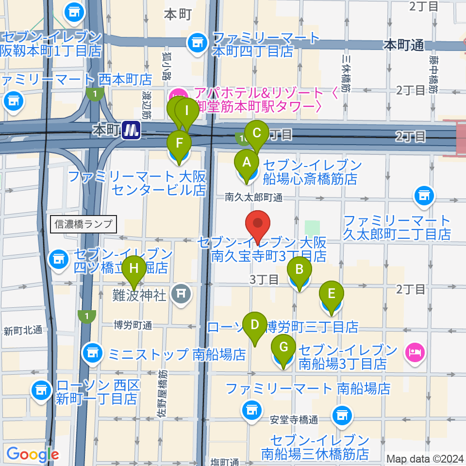 三木楽器開成館周辺のコンビニエンスストア一覧地図