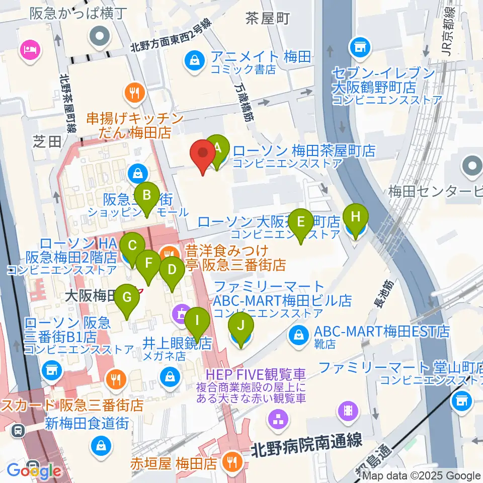 MIKIミュージックサロン梅田周辺のコンビニエンスストア一覧地図