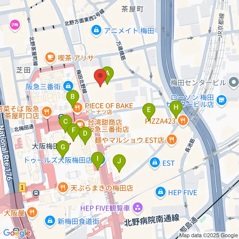 MIKIミュージックサロン梅田周辺のコンビニエンスストア一覧地図