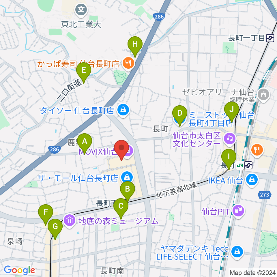 島村楽器 仙台長町モール店周辺のコンビニエンスストア一覧地図