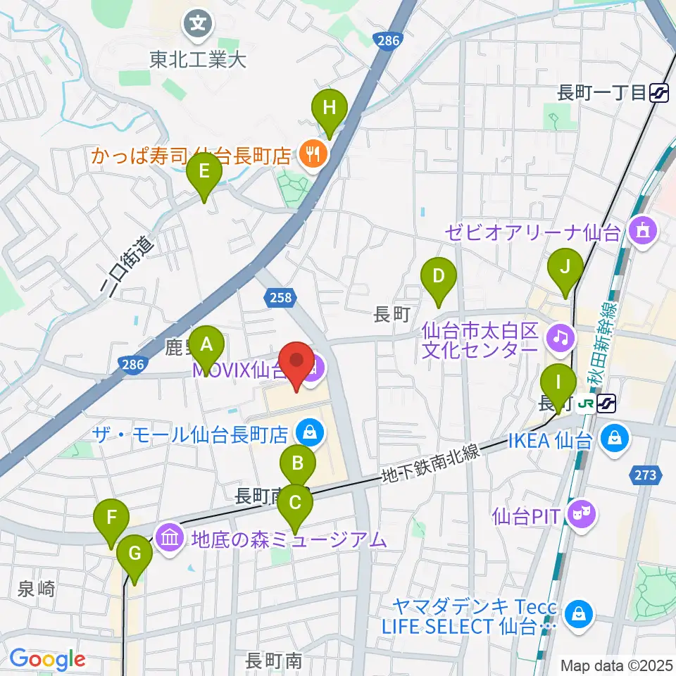 島村楽器 仙台長町モール店周辺のコンビニエンスストア一覧地図