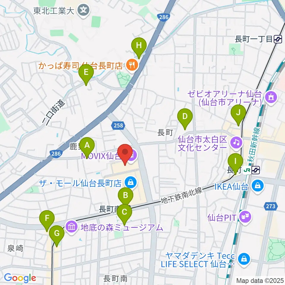 島村楽器 仙台長町モール店周辺のコンビニエンスストア一覧地図