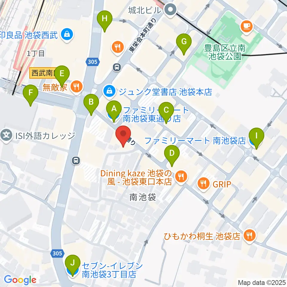 池袋mono周辺のコンビニエンスストア一覧地図