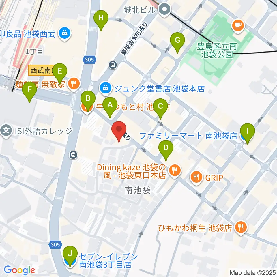 池袋mono周辺のコンビニエンスストア一覧地図