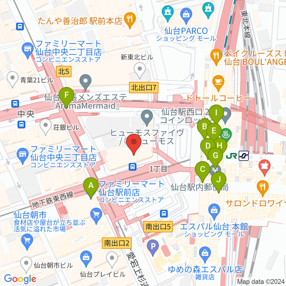 島村楽器 仙台ロフト店周辺のコンビニエンスストア一覧地図