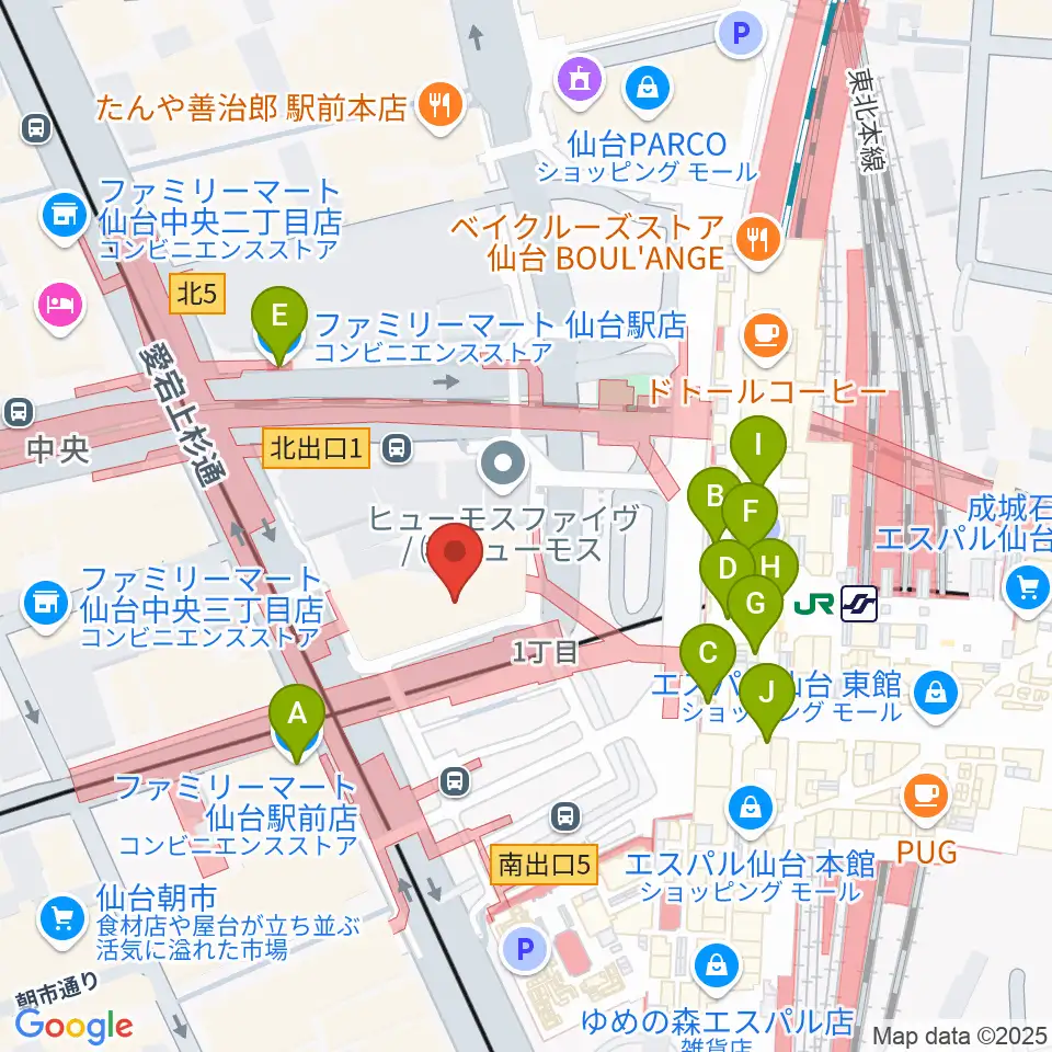 島村楽器 仙台ロフト店周辺のコンビニエンスストア一覧地図