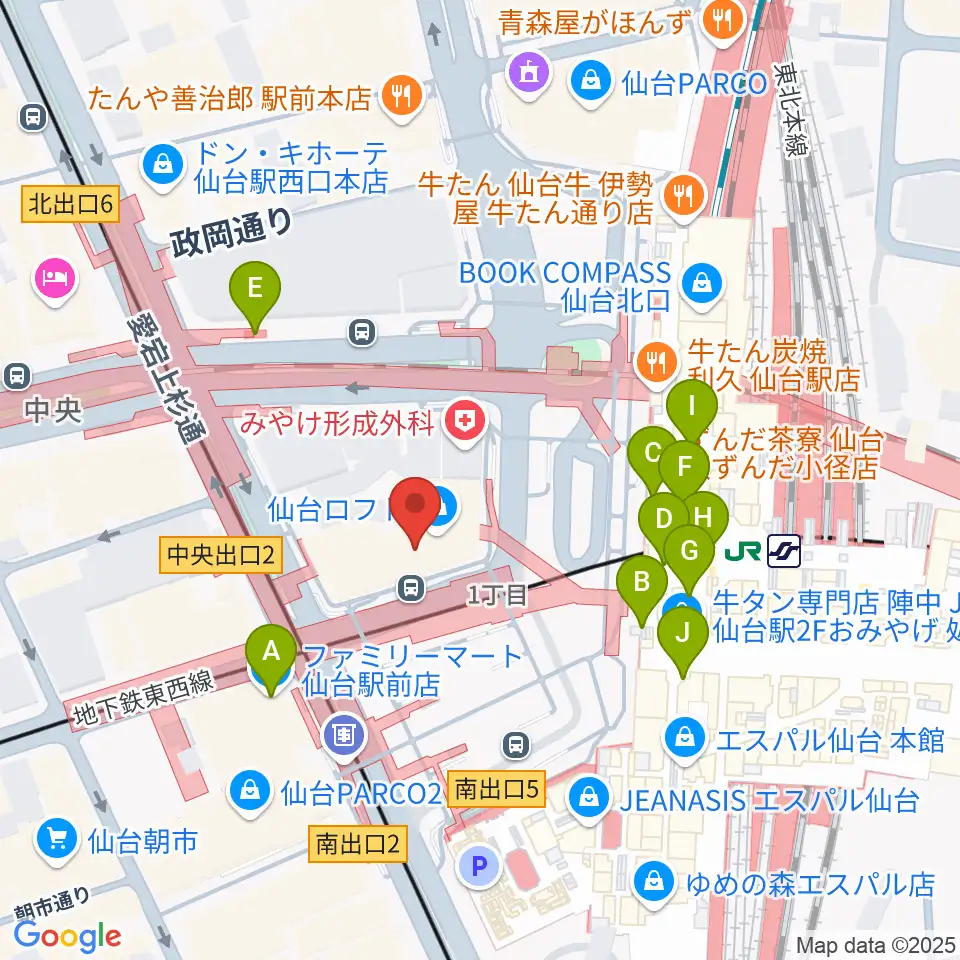 島村楽器 仙台ロフト店周辺のコンビニエンスストア一覧地図