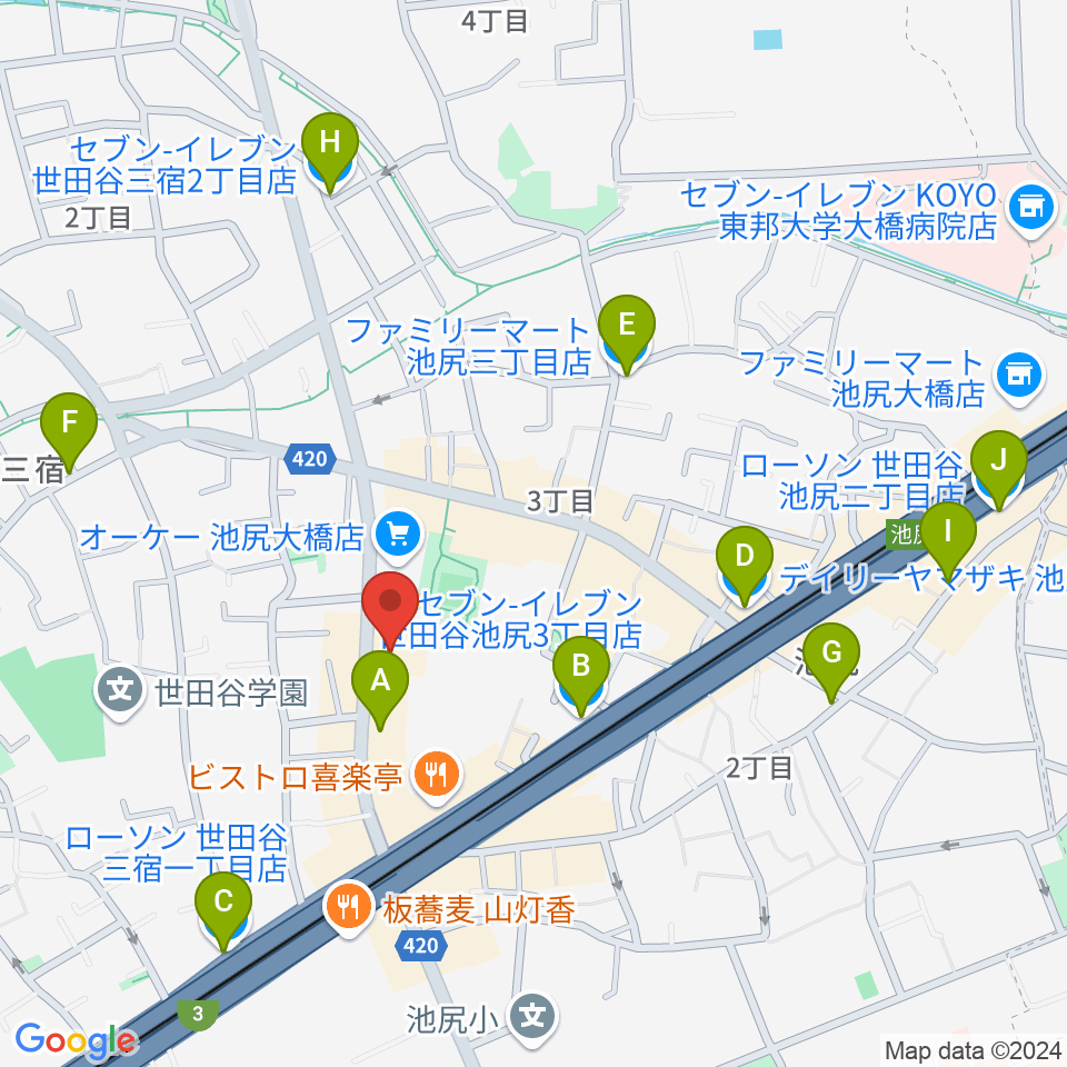 KMAパラダイスホール周辺のコンビニエンスストア一覧地図