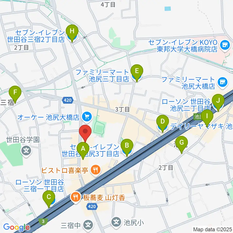 KMAパラダイスホール周辺のコンビニエンスストア一覧地図