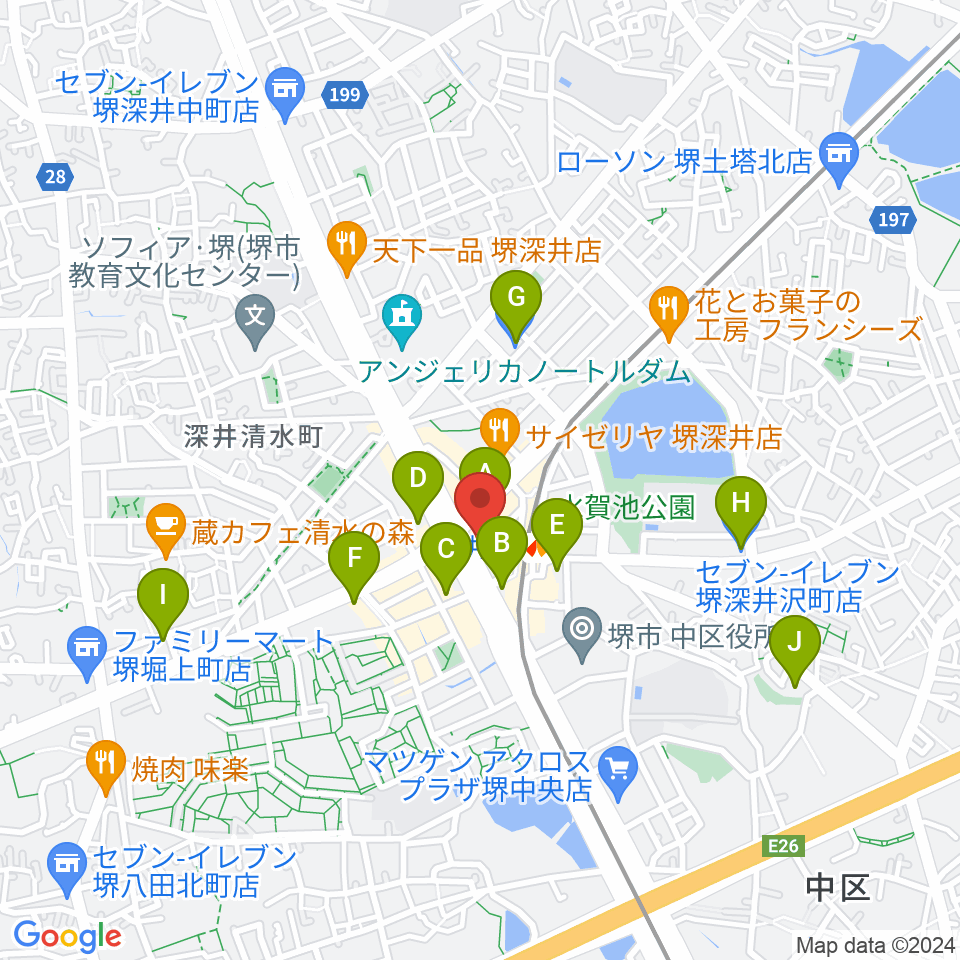 ベースオントップ深井駅前店周辺のコンビニエンスストア一覧地図