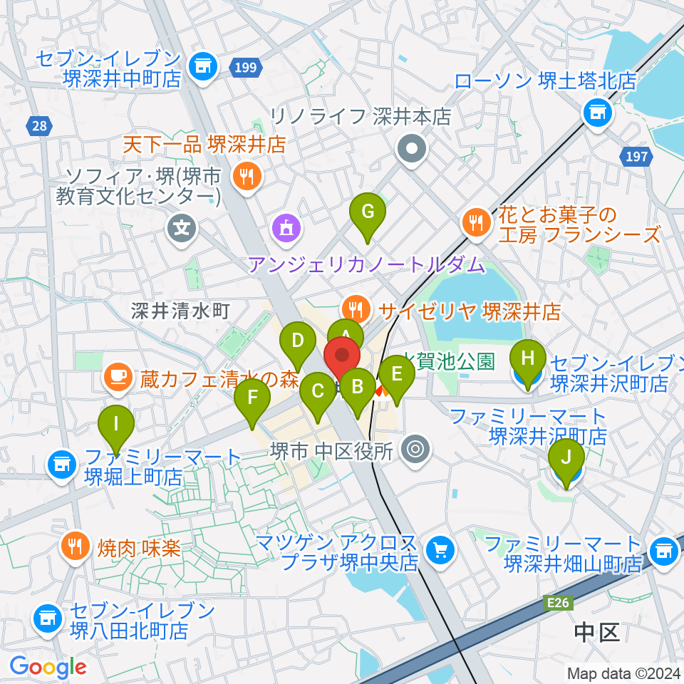 ベースオントップ深井駅前店周辺のコンビニエンスストア一覧地図