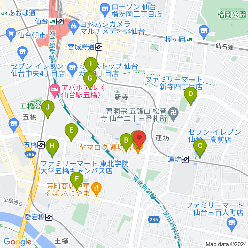 ハタケヤマ楽器周辺のコンビニエンスストア一覧地図