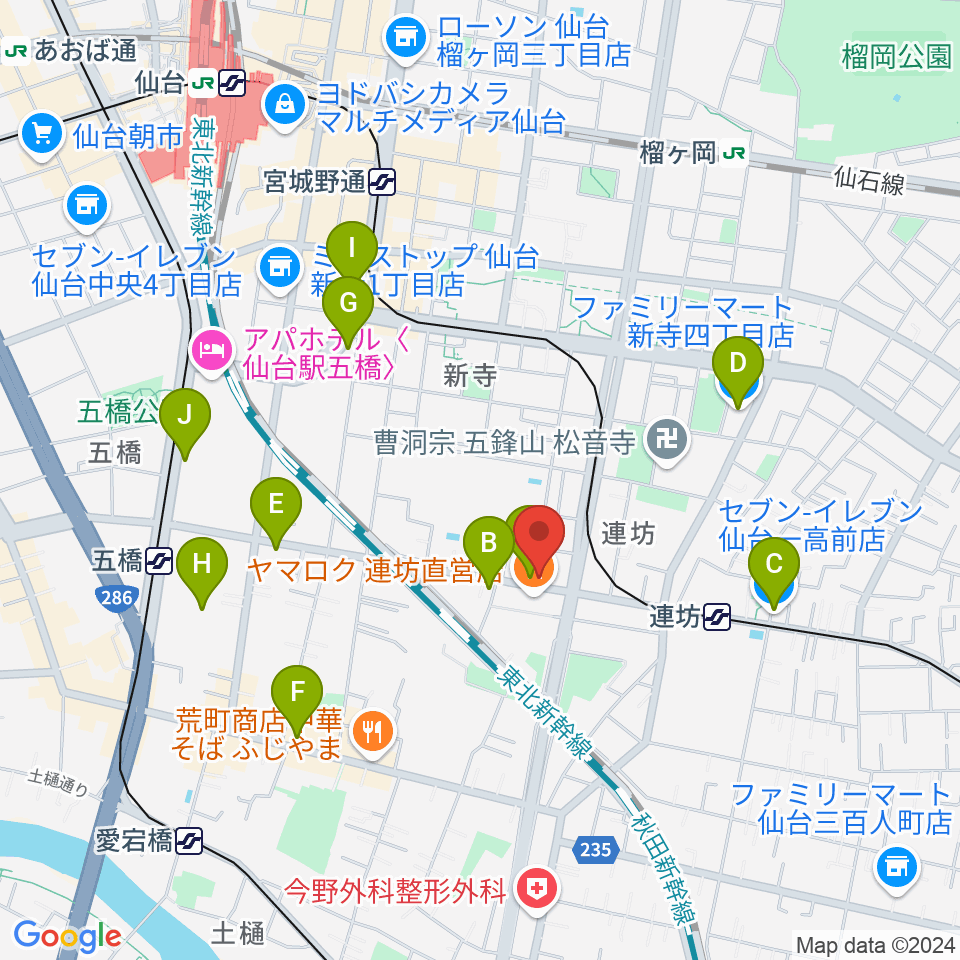 ハタケヤマ楽器周辺のコンビニエンスストア一覧地図