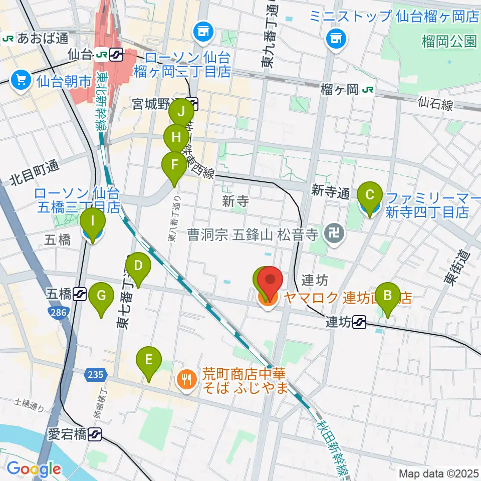 ハタケヤマ楽器周辺のコンビニエンスストア一覧地図