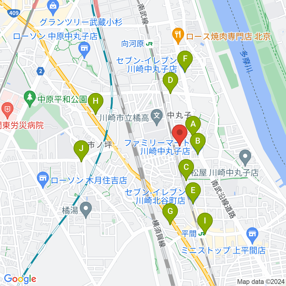 京浜楽器本社周辺のコンビニエンスストア一覧地図