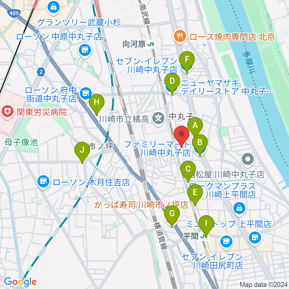 京浜楽器本社周辺のコンビニエンスストア一覧地図