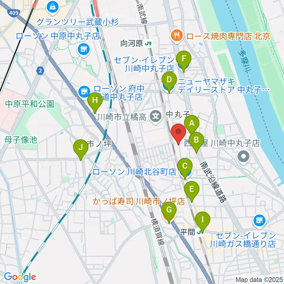 京浜楽器本社周辺のコンビニエンスストア一覧地図