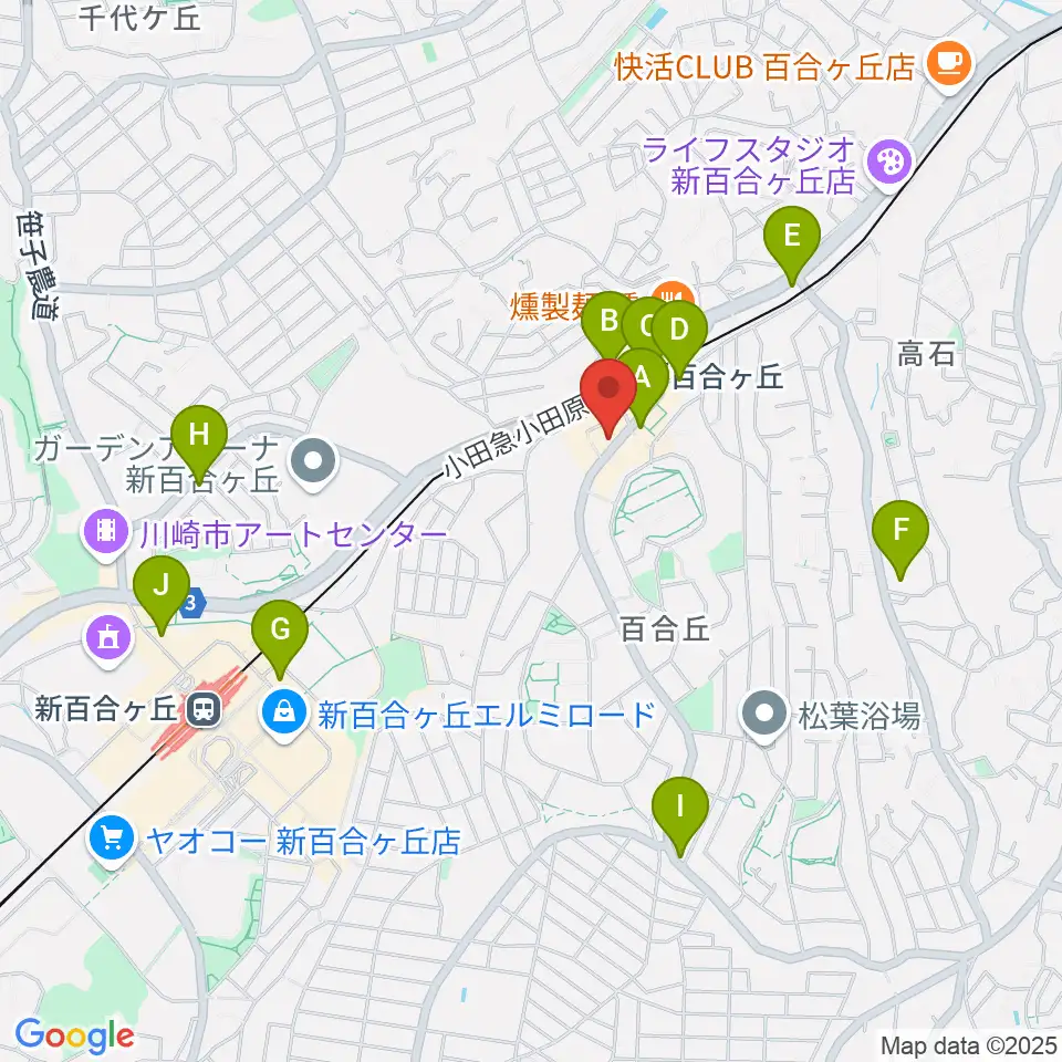 ムーザ ユリガオカ周辺のコンビニエンスストア一覧地図