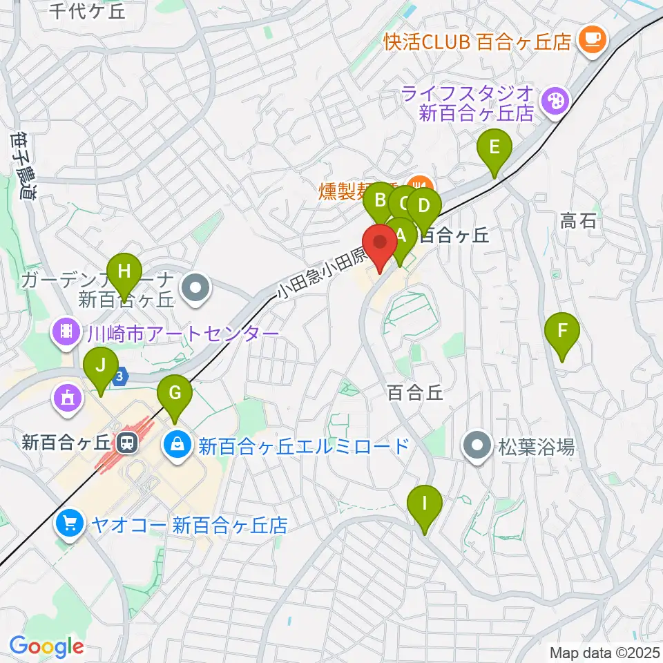 ムーザ ユリガオカ周辺のコンビニエンスストア一覧地図