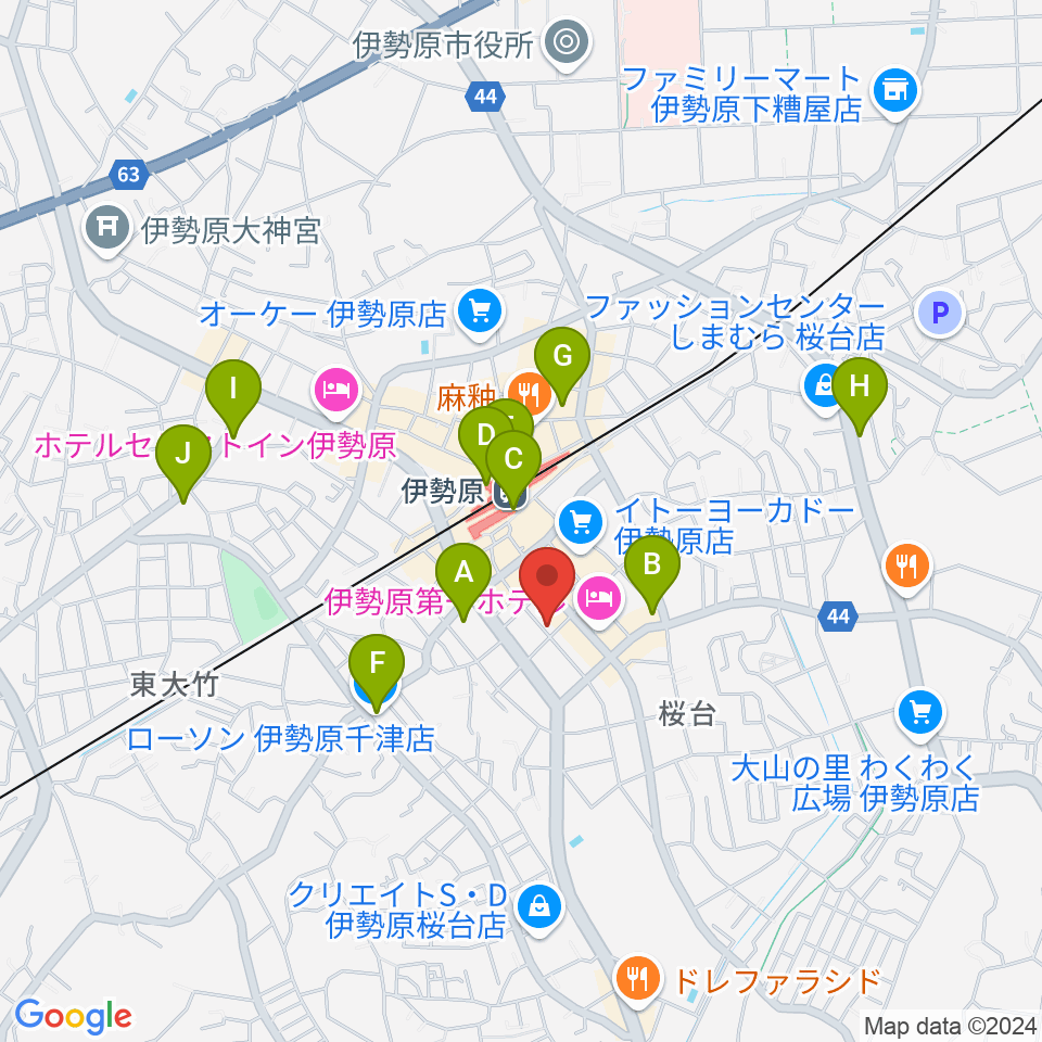 厚木楽器 アミ伊勢原周辺のコンビニエンスストア一覧地図