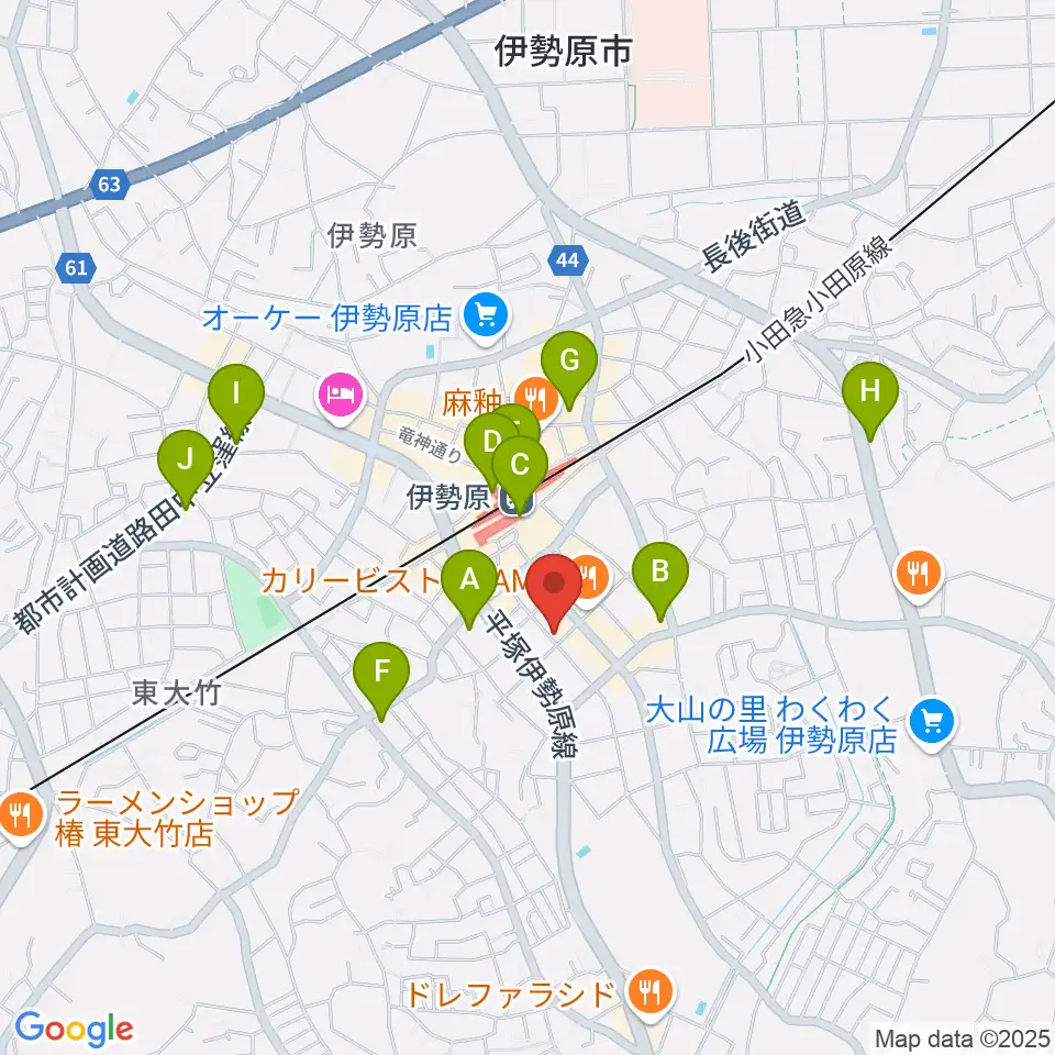 厚木楽器 アミ伊勢原周辺のコンビニエンスストア一覧地図