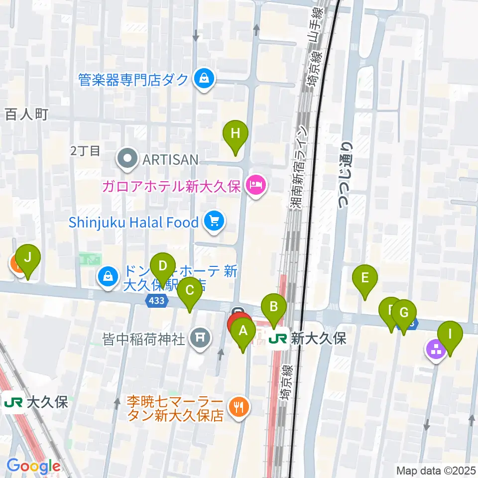 山野楽器ウインドクルー周辺のコンビニエンスストア一覧地図