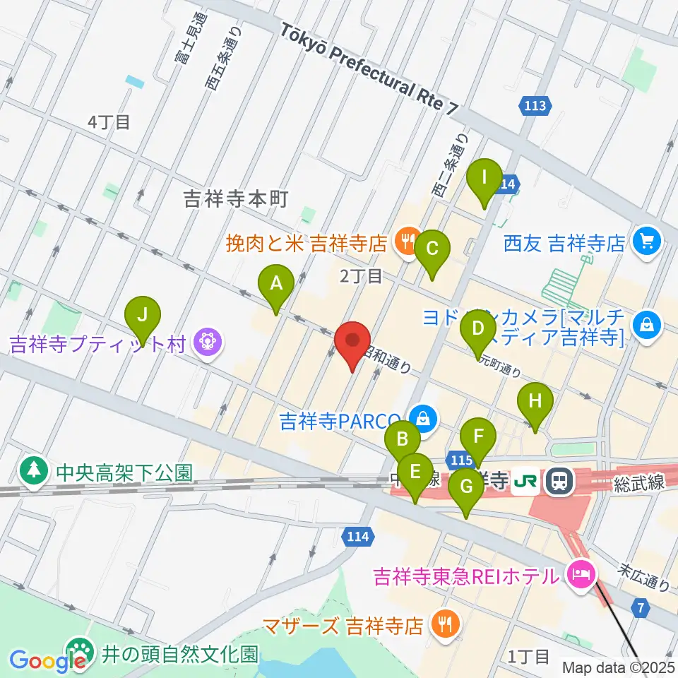 サウンドクルー吉祥寺周辺のコンビニエンスストア一覧地図