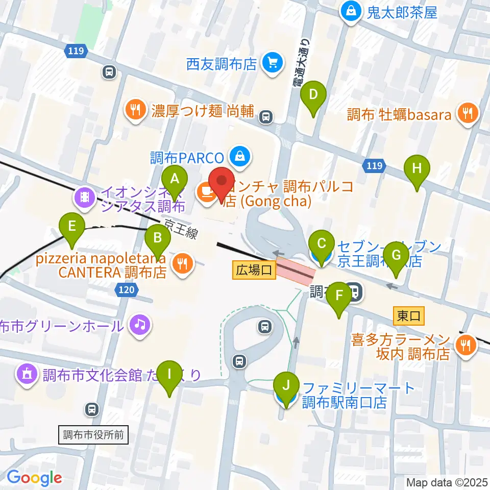 山野楽器 調布パルコ店周辺のコンビニエンスストア一覧地図