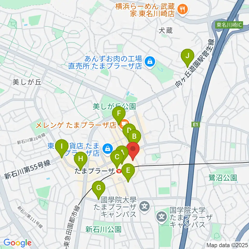 山野楽器 たまプラーザ テラス店周辺のコンビニエンスストア一覧地図