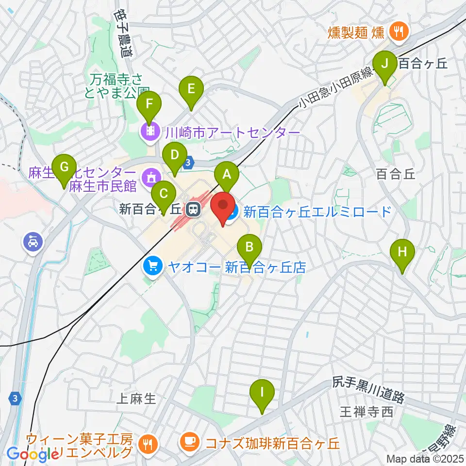 山野楽器 新百合ヶ丘エルミロード店周辺のコンビニエンスストア一覧地図