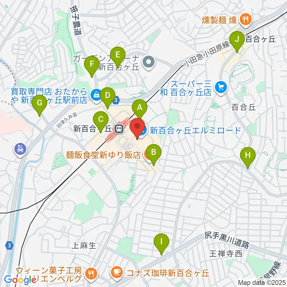 山野楽器 新百合ヶ丘エルミロード店周辺のコンビニエンスストア一覧地図