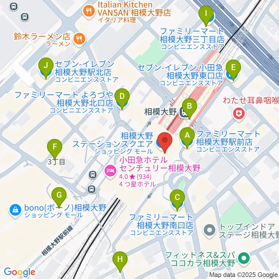 山野楽器 相模大野ステーションスクエア店周辺のコンビニエンスストア一覧地図