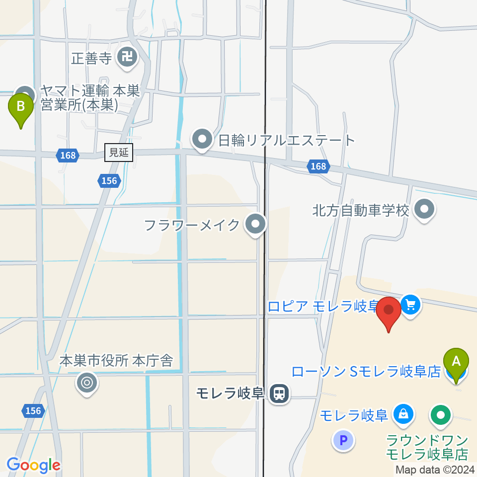 島村楽器モレラ岐阜店周辺のコンビニエンスストア一覧地図