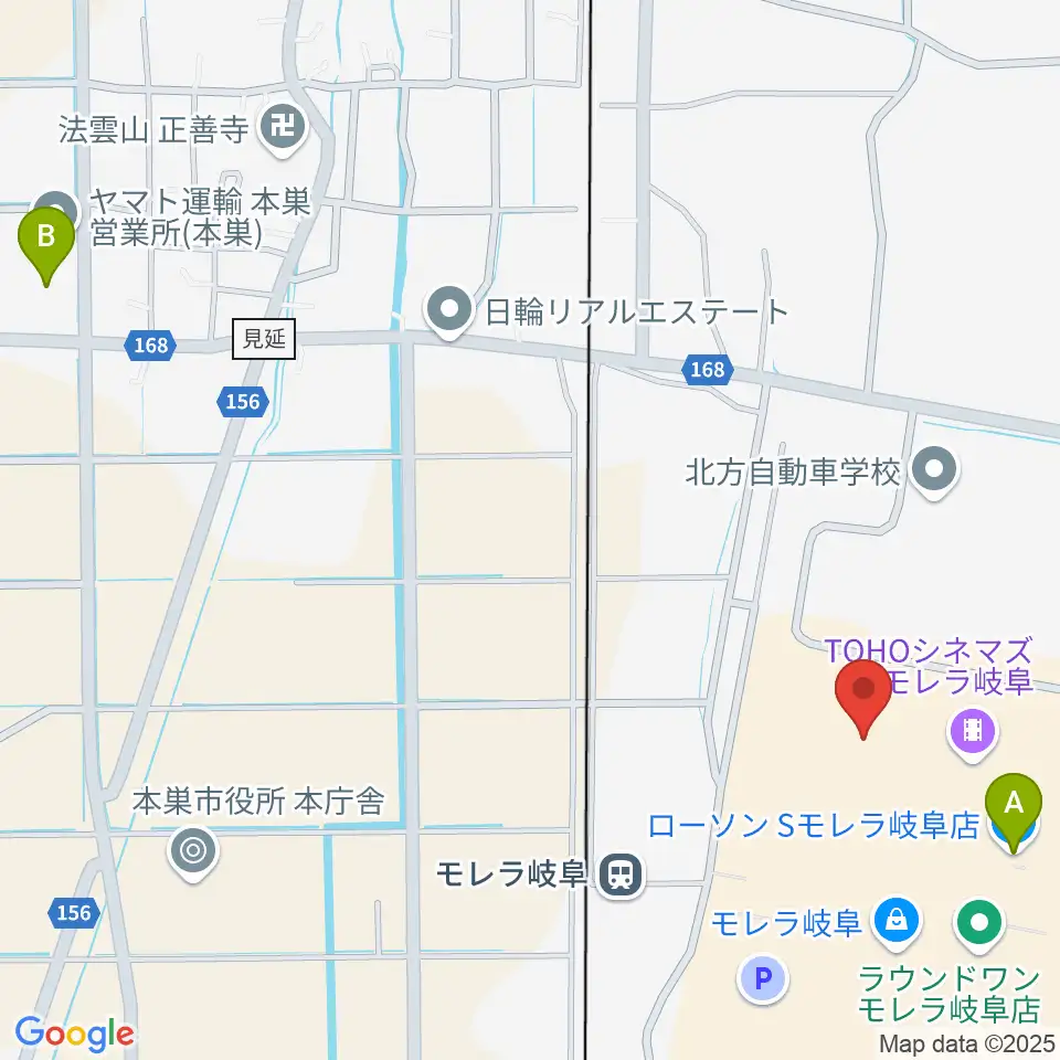 島村楽器モレラ岐阜店周辺のコンビニエンスストア一覧地図