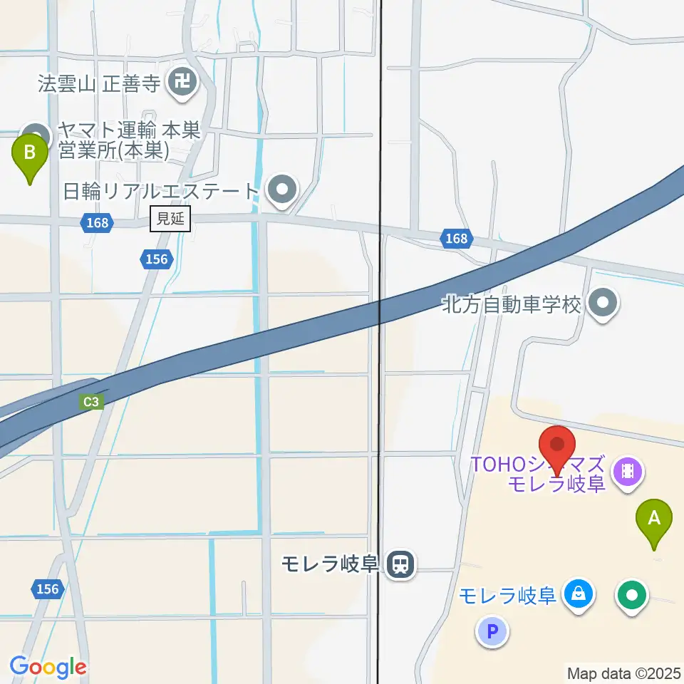 島村楽器モレラ岐阜店周辺のコンビニエンスストア一覧地図