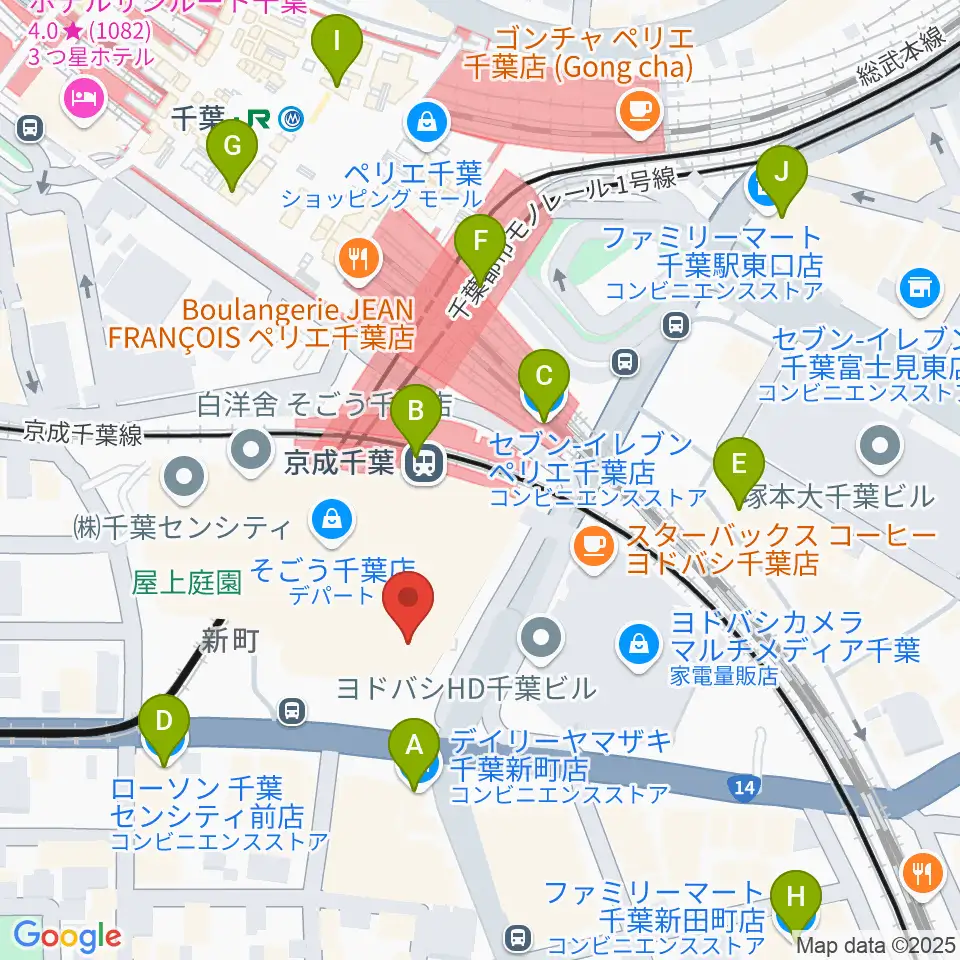山野楽器 そごう千葉店周辺のコンビニエンスストア一覧地図