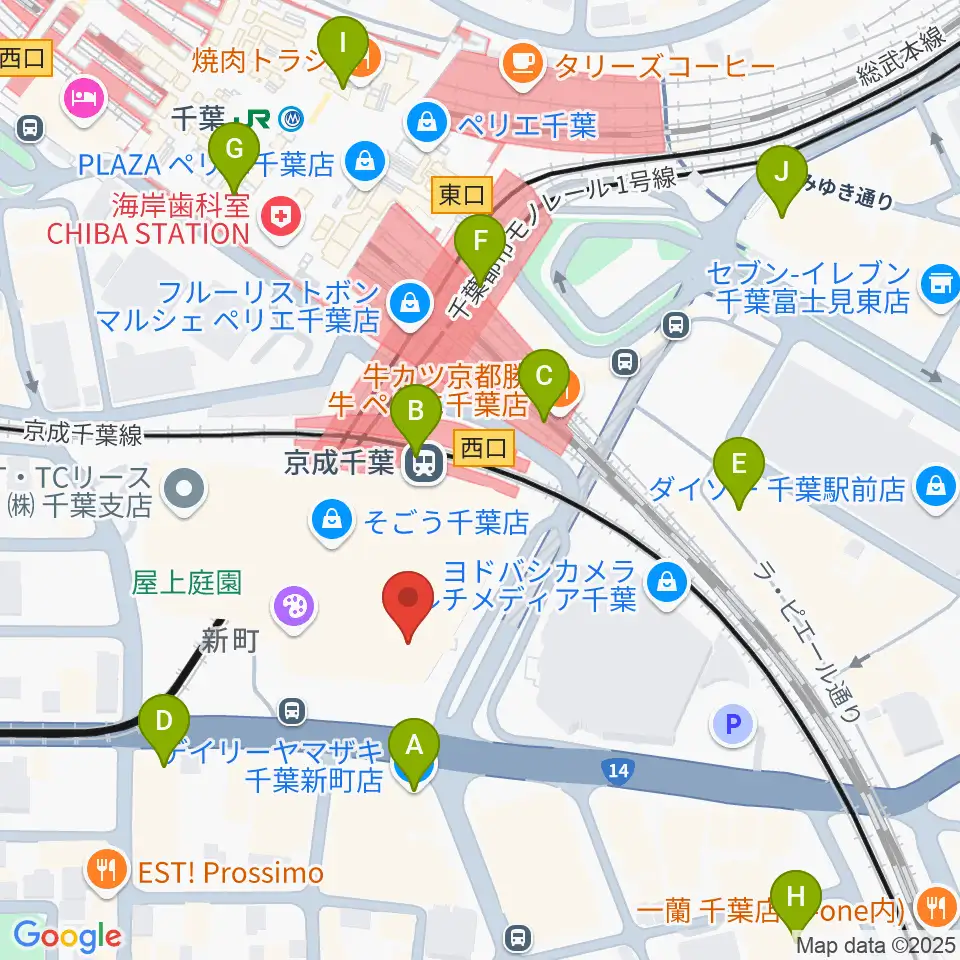 山野楽器 そごう千葉店周辺のコンビニエンスストア一覧地図