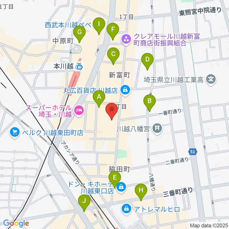 山野楽器 丸広川越店周辺のコンビニエンスストア一覧地図