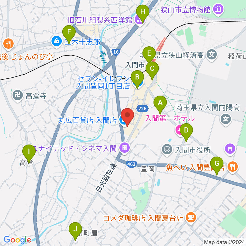 山野楽器 丸広入間店周辺のコンビニエンスストア一覧地図