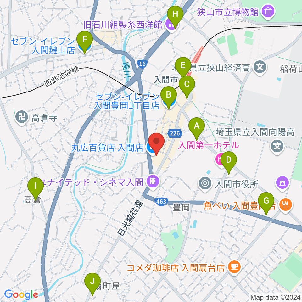 山野楽器 丸広入間店周辺のコンビニエンスストア一覧地図