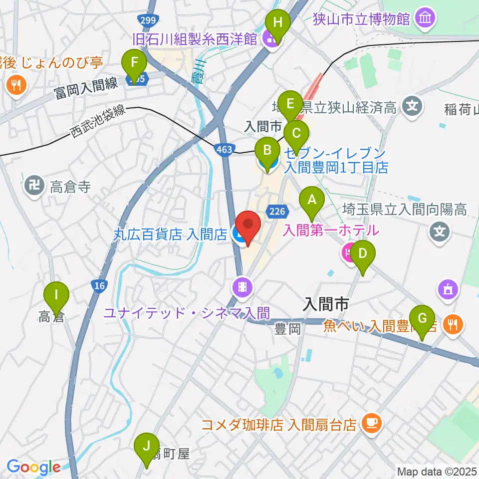 山野楽器 丸広入間店周辺のコンビニエンスストア一覧地図