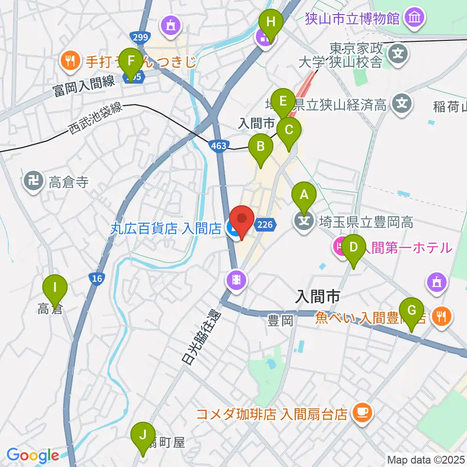 山野楽器 丸広入間店周辺のコンビニエンスストア一覧地図