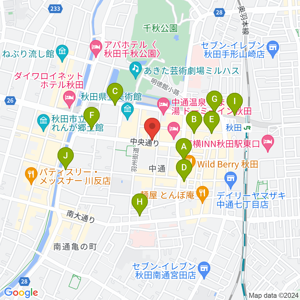 カワイ秋田ショップ周辺のコンビニエンスストア一覧地図