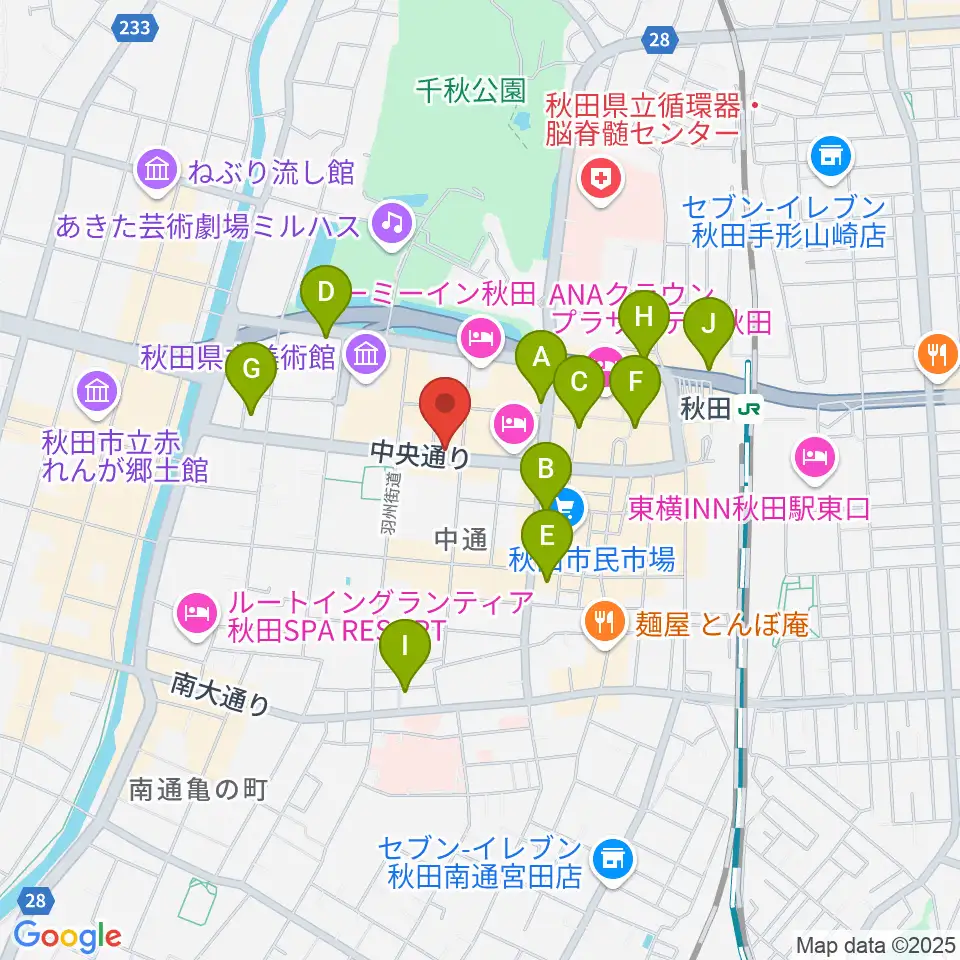 カワイ秋田ショップ周辺のコンビニエンスストア一覧地図