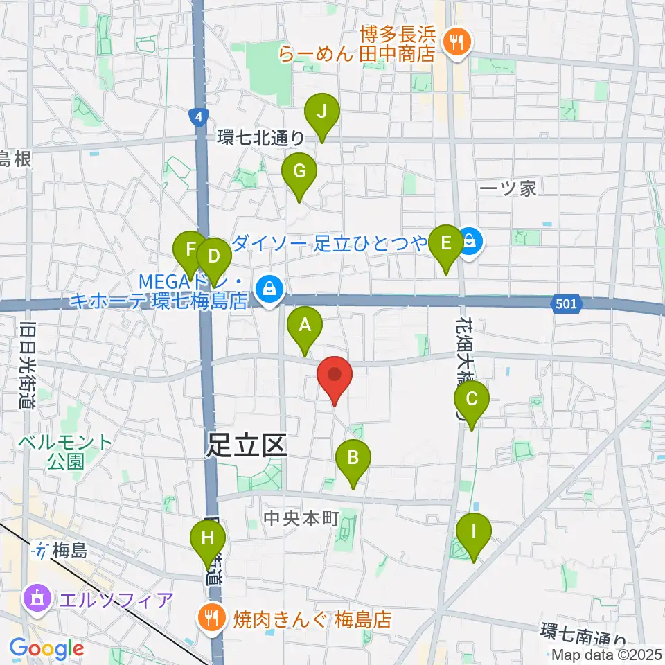 わたなべ音楽堂ベルネザール周辺のコンビニエンスストア一覧地図
